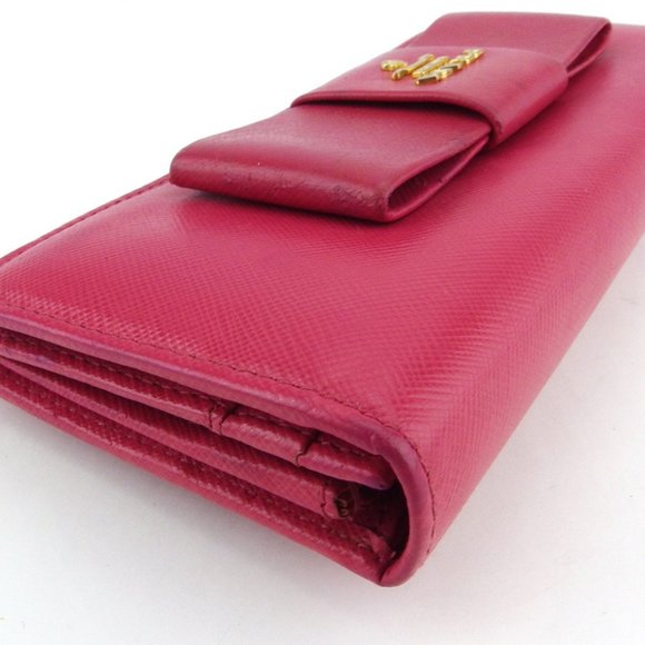 Prada Long Wallet Ribbon Pink Safiano Leather Authentic - Picture 6 of 9